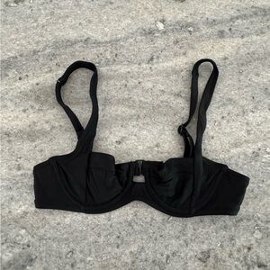 aerie Black Underwire Bikini Top with Adjustable Straps (Size 32A)